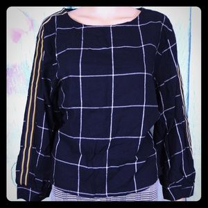 Seven Sisters Navy Striped Blouse Size L NWT